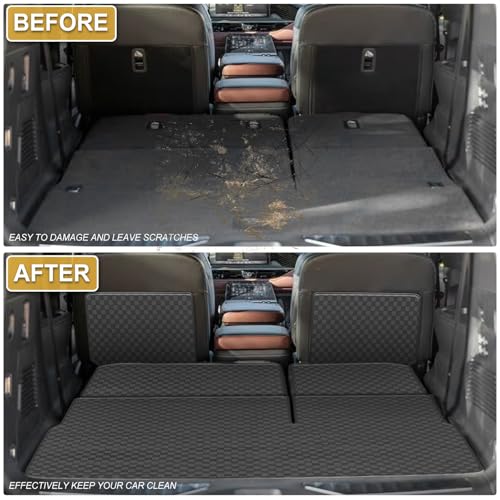 Image of Cargo Mat & Backrest Mat Fit for 2014-2024 Infiniti QX80 | 2017-2024 Nissan Armada | 2011-2013 Infiniti QX56 - All Weather PU Leather Trunk Liner and 2nd & 3rd Row Rear Backrest Prot