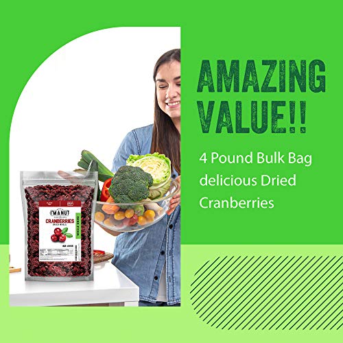 Dried Cranberries Original 4 Pounds, Resealable Bag, High In Antioxidant, Great For Salads, Cooking, And Mixes / Sweetened #TOP6