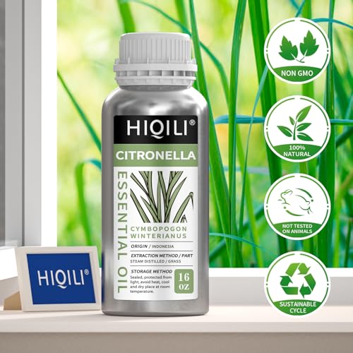 Image of HIQILI 16 Fl Oz Citronella Oil for Homemade Sprays, Add to Diffuser, 100% Pure and Natural Undiluted