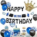 KARAQY Boss BeBé Birthday Theme Party Decor Supplies Balloon Set,Black Happy B-Day Letter Foil...