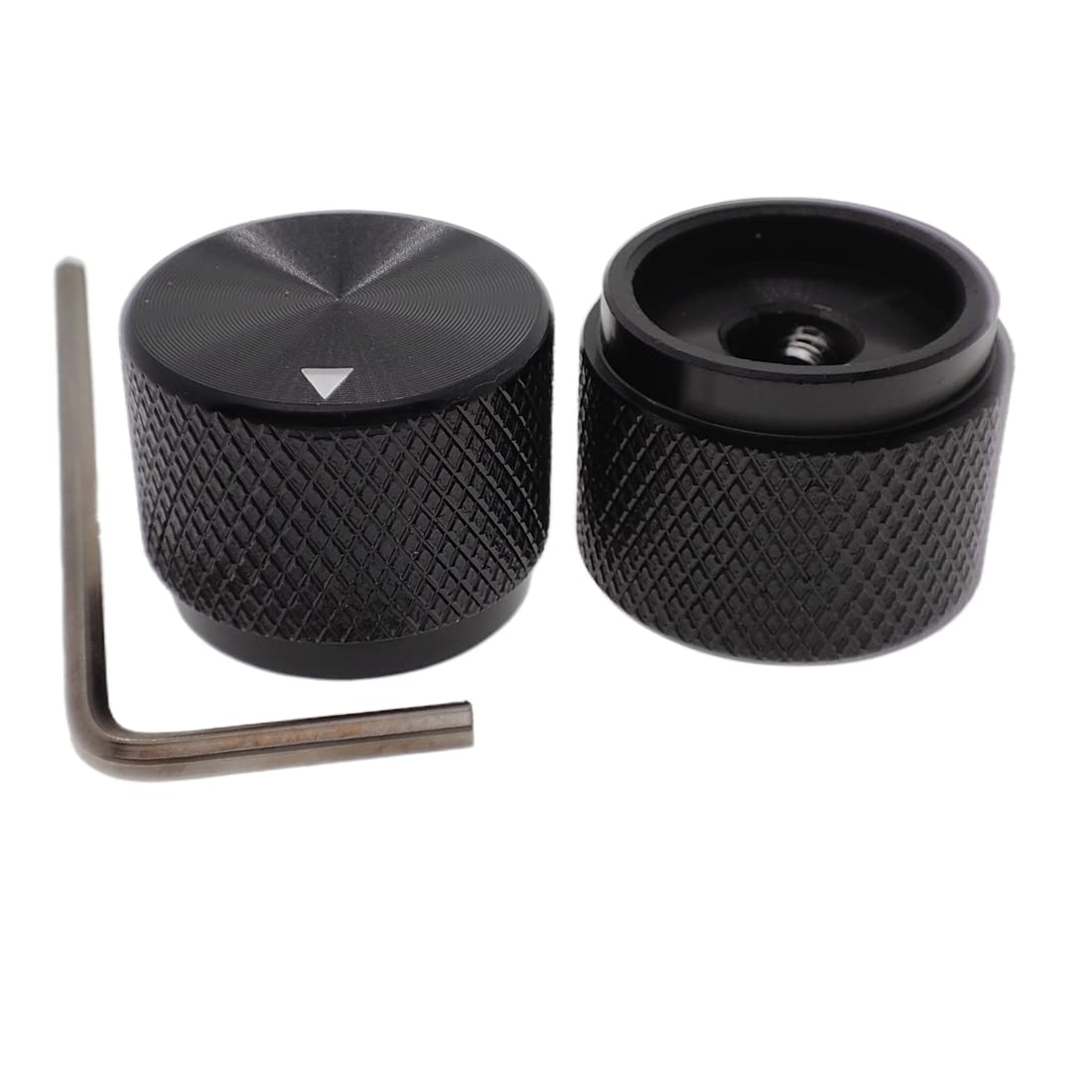 Szliyands2 Pack Aluminum Rotary Electronic Control Potentiometer Knob,for 0.23'' Diameter Shaft, 0.79'' Dia, 0.61'' H, Guitar Knob, Audio knob, Volume Control Knob (Black)