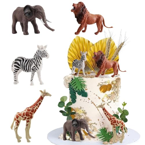 Guidre Dschungel Tortendeko Jungle Cake Topper Safari tiere Kuchendeko Waldtiere Tortendeko Zoo Tier Cake Topper für Kinder Junge Mädchen
