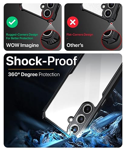 Image of WOW IMAGINE Shock Proof Clear Protective Back Case for Samsung Galaxy S23 FE - AirEDGE Technology | 360 Degree Camera Protection | Transparent Hybrid Back Case Mobile Cover - Black