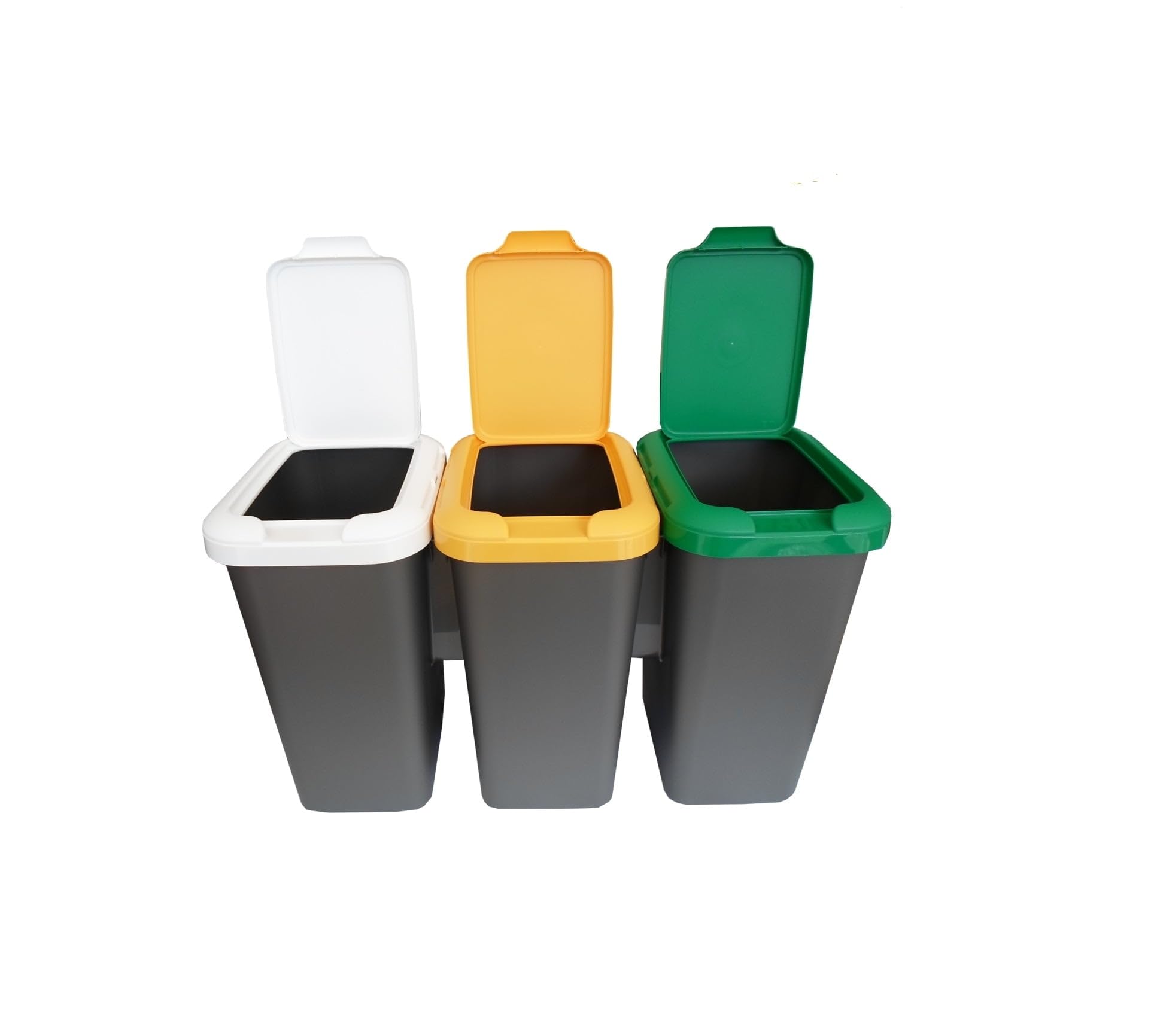 Tontarelli Papelera de reciclaje con 3 compartimentos, 75 litros en total, dimensiones 77x32x48 cm