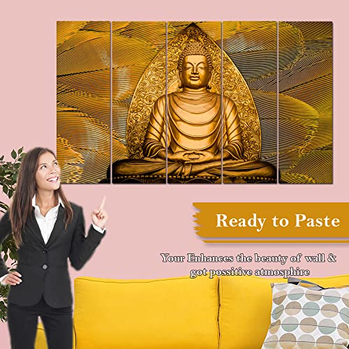 Image of Spacter art Lord Buddha Wall Painting for Living Room Big Size - Meditating Gautam Buddha Painting Wall Decor Peaceful Art for Bedroom, Office, Hotels & Gifting - Wooden Framed (30x60 inch) SP94