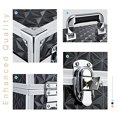 Frenessa Professional Rolling Makeup Case Aluminum Trolley Train Case With 360° Swivel Wheels For Makuep Artist Travel Cosmetic Organizer With Sliding Drawers For Nail Tech Hairstylist Barber thumb #4