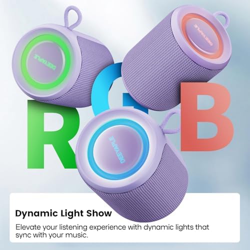 Bluetooth Speaker Wireless,IP67 Waterproof & Dustproof Portable Speaker with Lights,15W Loud Stereo Sound, 2500mAh Battery All Day Playtime, TWS Pairing, BT5.3, Home/Party/Outdoor/Beach (Purple) - 4