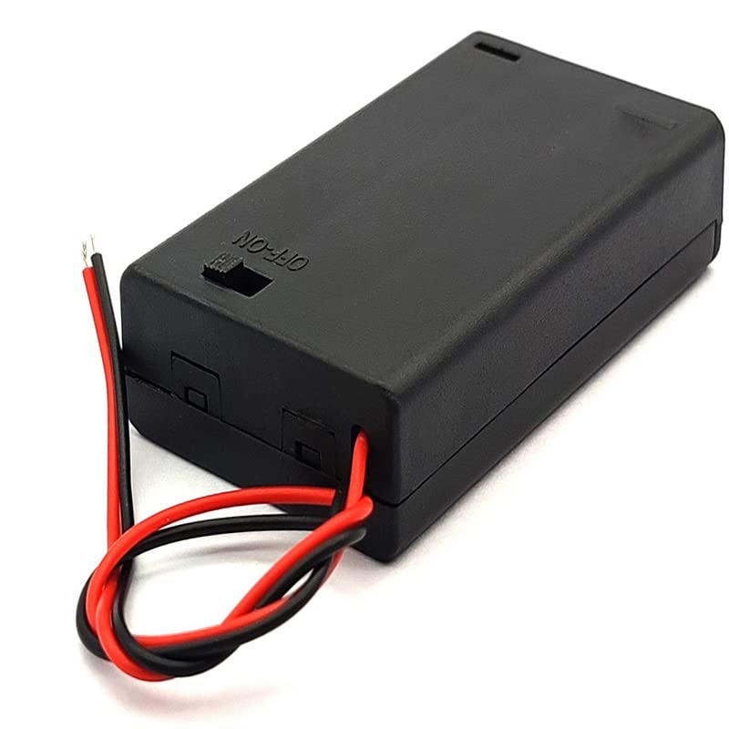 8PCS AA Battery Case Holder with Lead Wire Bundle Switch Cover and Screws, DIY Battery Storage Boxes, AA Charging 2 Bay Cell Battery Holder, 2 Slots in Parallel Plastic Batteries Case with Pin