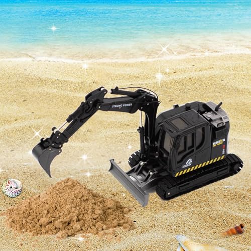 Gemini & Genius Tracked Black Excavator Toys, 1/50 Scale Diecast Digger Construction Toy, Vehicle Model with 360° Cabin Swivels, Great Gift, Playing Sand, Room Decoration and Collection for Kids - Image 5