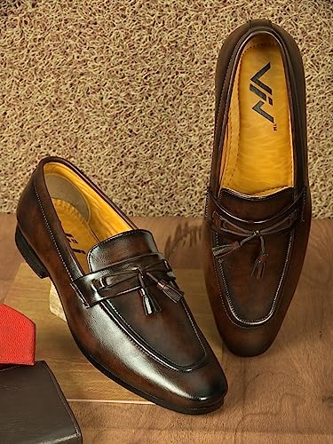 Image of VIV Brown Synthetic Formal Loafers for Men - 10 UK