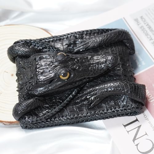 Black Crocodile Alligator Genuine Leather Skin Men Bifold Wallet3