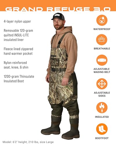 Image of FROGG TOGGS Men's Grand Refuge 3.0 Waterproof Bootfoot Wader for Hunting with Removable Insulation Liner - Slim FIT