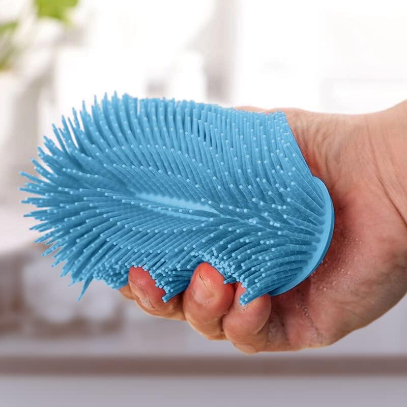 Image of Silicone Body Scrubber, Gentle exfoliating Body Scrubber That's Easy to Clean, Lathers Well, Long Lasting, and More Hygienic Than Traditional Shower Loofah (Sky Blue)