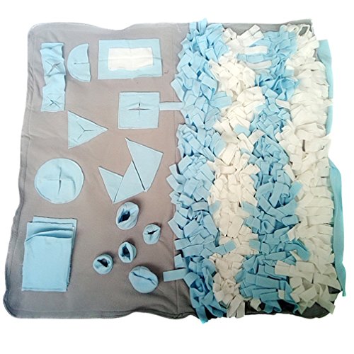 JEELINBORE Schnüffelteppich Hund Schnüffelrasen Hundespielzeug Fördert Nahrungssuche Intelligenzspielzeug Hunde Schnüffeldecke (Grau, S: 65 * 65cm) Cover