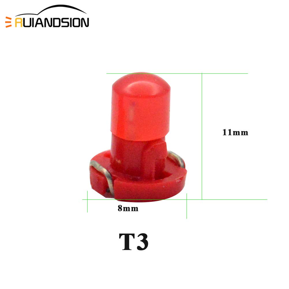 Ruiandsion Lot de 6 ampoules LED T3 8 mm Base COB pour tableau de bord de voiture, pour lecture de jauge de panneau de lumière, rouge
