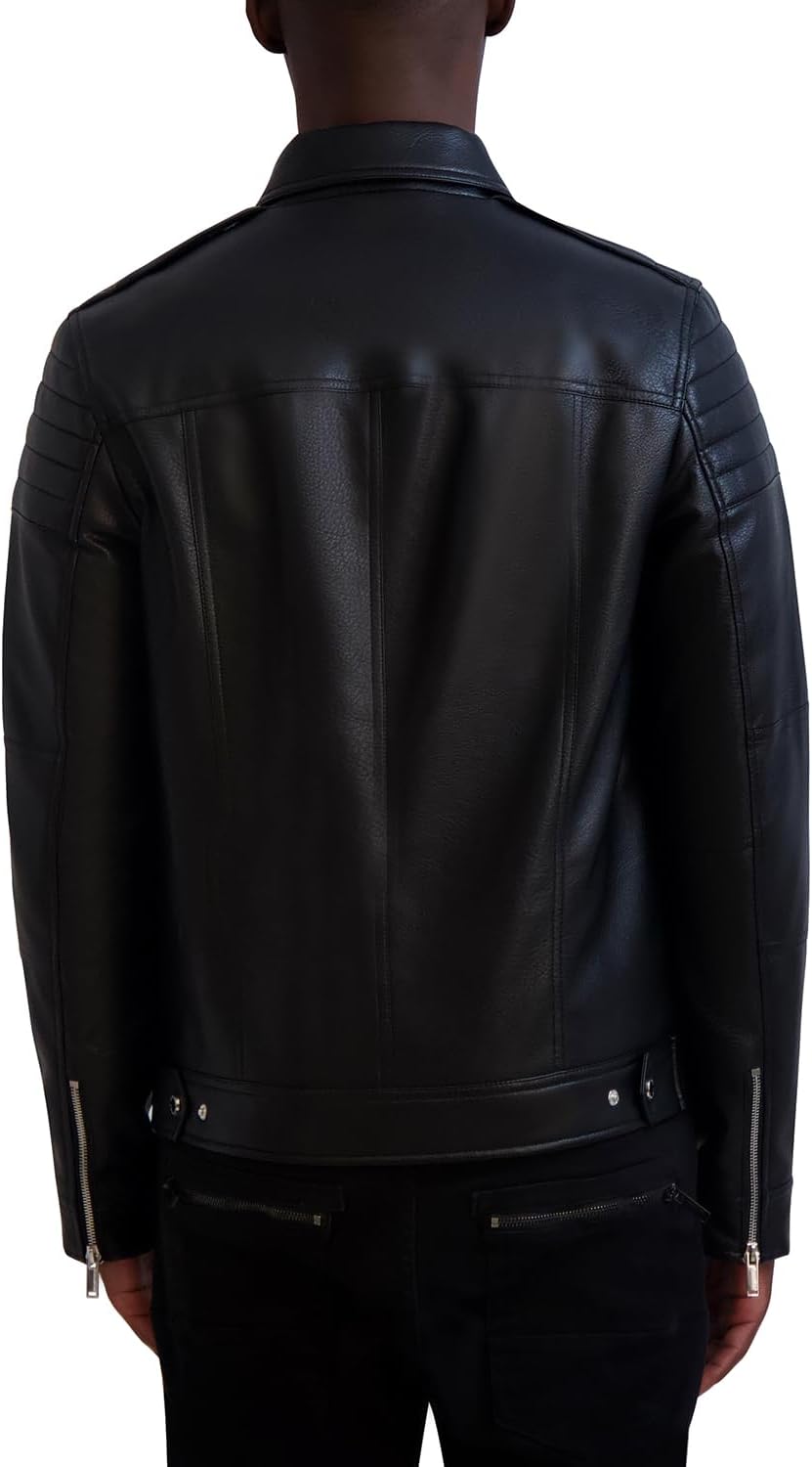 KARL LAGERFELD Men's Outerwear Collared Leather Jacket - Image 3