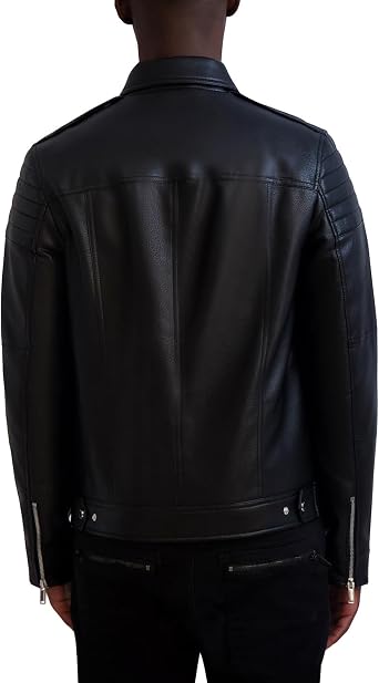 KARL LAGERFELD Men's Outerwear Collared Leather Jacket