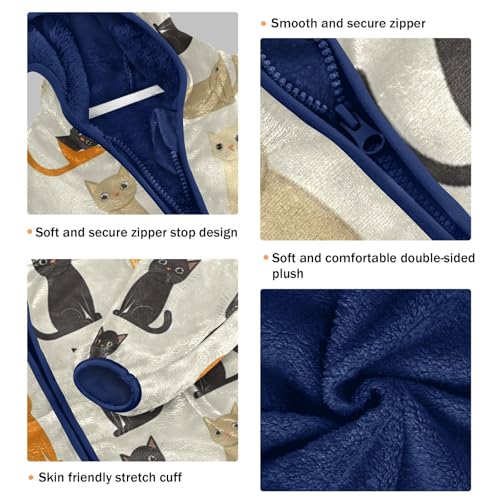 Cat Sitting Girls Fleece Jacket Girls Fall Jacket Girls Zip Up Hoodie Girls Sherpa Jacket 2-10T3