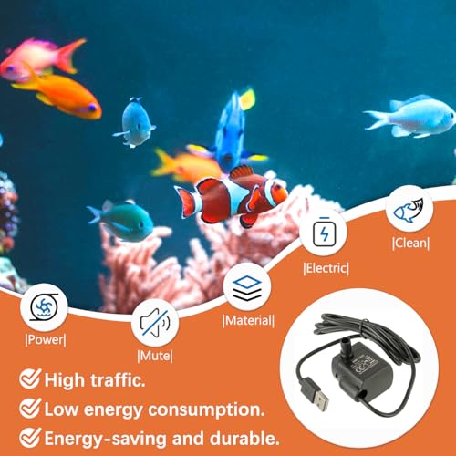 Image of Cat Water Fountain Pump Mini fish tank pump Crafts Plant Micro Water Pump Pet Water Fountain Pump Replacement Pump USB-1020 3.5-9V,Black