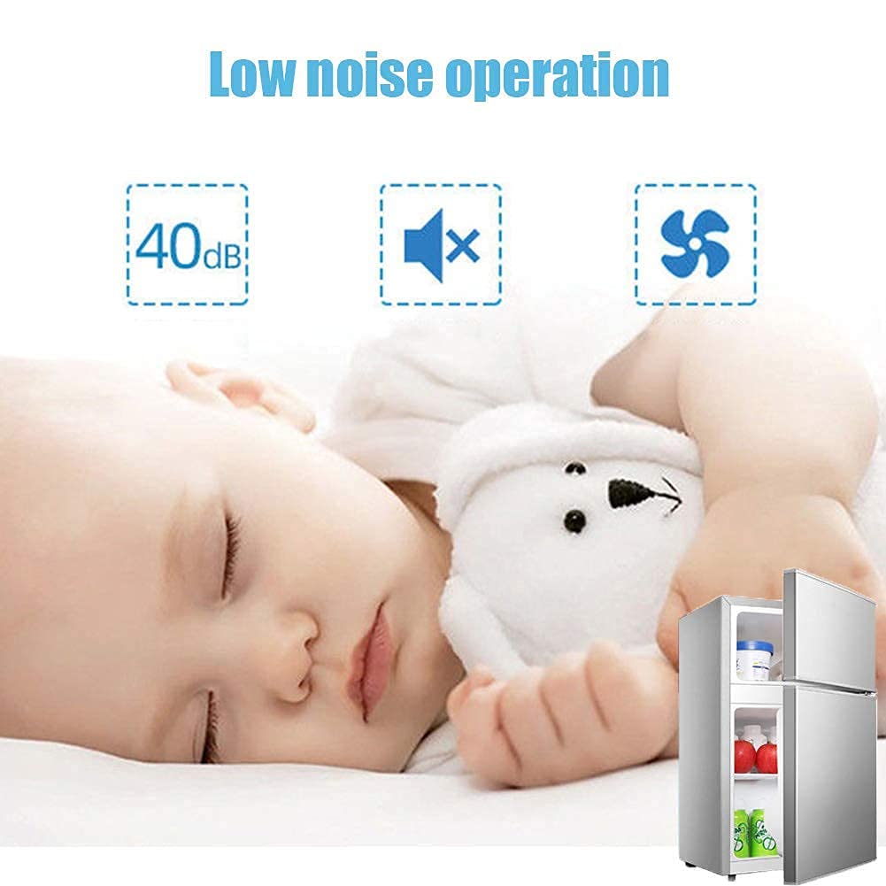 Congelatore, Frigorifero a Doppia Porta Freestanding 58L 76L con Ripiani Controllo della Temperatura Compressore a Basso Consumo Energetico per Dormitorio Ufficio Cucina Domestica (76L)