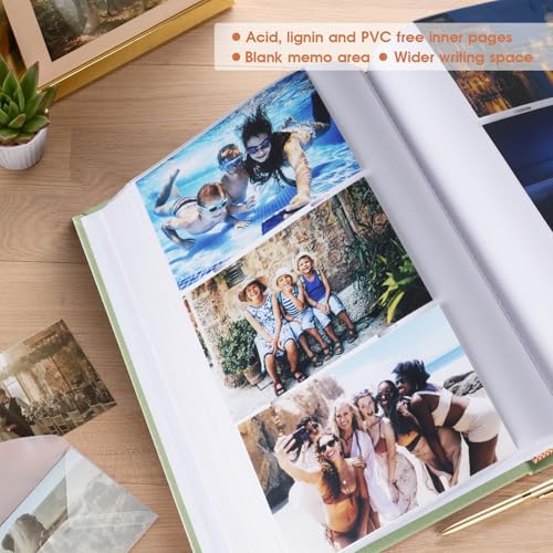 1DOT2 Photo Album 4x6 420 Photos with Writing Space, 4x6 Photo Album Linen Cover with Memo Slip-in Pockets, 420 Photos 4x6 Pictures Album Book for Wedding Kids Travel Family Baby (Sage Green)