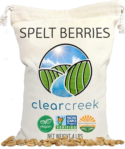 CLEAR CREEK Spelt Berries | 4 lb | Vegan | Non-GMO Project Verified | North American Grown