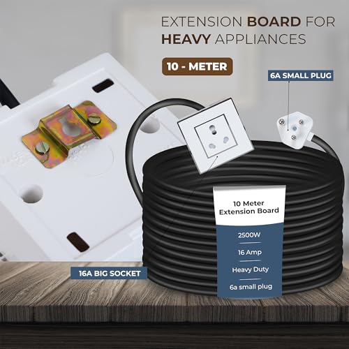 Image of Extension Board Heavy Duty Multi Socket 15A /16A /20A (2500 Watts 6A Small Plug, 10 Meter)