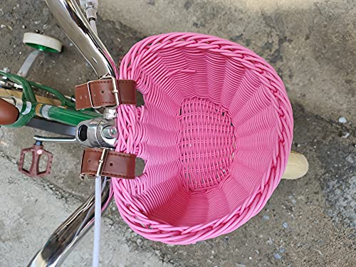 Kids Bike Basket, Wicker Basket, Handlebar Bicycle Basket for Girls with Unicorn Necklace, Bike Bell, Streamers, Stickers Bike Decoration Accessories Set - Image 4