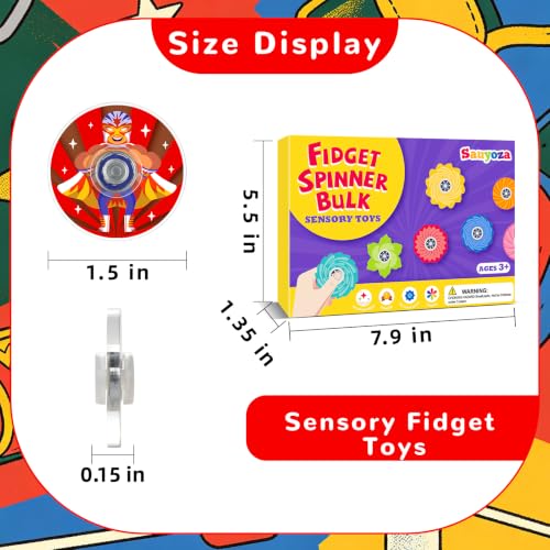 Sauyoza 52 Pack Ring Battle Sports Party Favors Fidget Spinner for Kids Birthday, Arena Fight Themed Fidget Spinner Bulk for Classroom Rewards, Goodie Bag Stuffers, Power Fighter Sport Party Supplies - Image 2