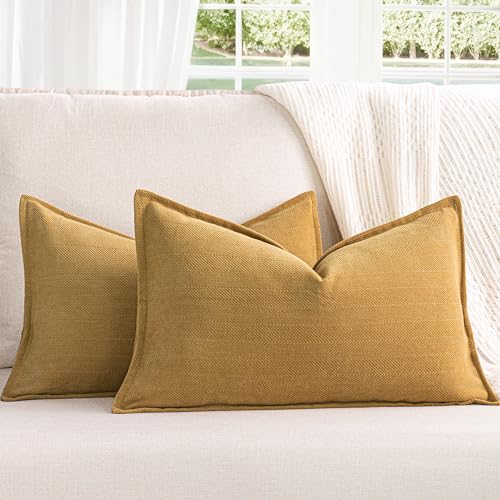 ZWJD Funda Cojin 30x50 Amarillo Juego de 2 Fundas Cojines de Chenilla Cojines Sofa Decorativas para con Diseño Elegante, Cojines Decorativos Suaves y Lujosos para decoración de sofá, Cama y hogar