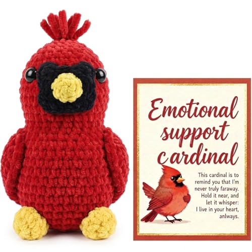 Vkeyinf Emotional Daily Support Cardinal Memorial Crochet Cardinal Gifts Emotional Uplifting Support Crochet Bird with I Am Always with You Card Inspirational Birthday Gifts for Women