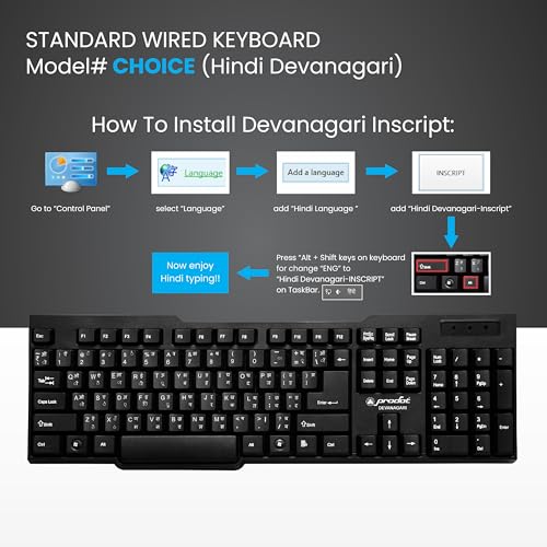 Image of ProDot ProSeries Wired Keyboard with Rupees Symbol | Hindi Devanagari | Made in India | Ergonomic, Spill Resistant Design | 104 Keys | 10M Key Life | 1 Year Warranty | Works with Windows, iOS, Linux
