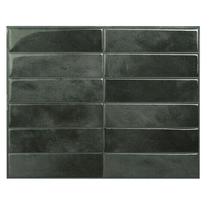 Peel and Stick Backsplash - 5 Sheets of 11.43" x 9" - 3D Adhesive Peel and Stick Tile Backsplash for Kitchen, Bathroom, Wall Tile (Black)