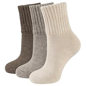 Closemate 3 Pares Calcetines Termicos Mujer Calcetines de Invierno Sin Costuras Calcetines Frio Extremo Calcetines Calientes de Algodón Grueso Blanco Negro Gris Marrón Beige