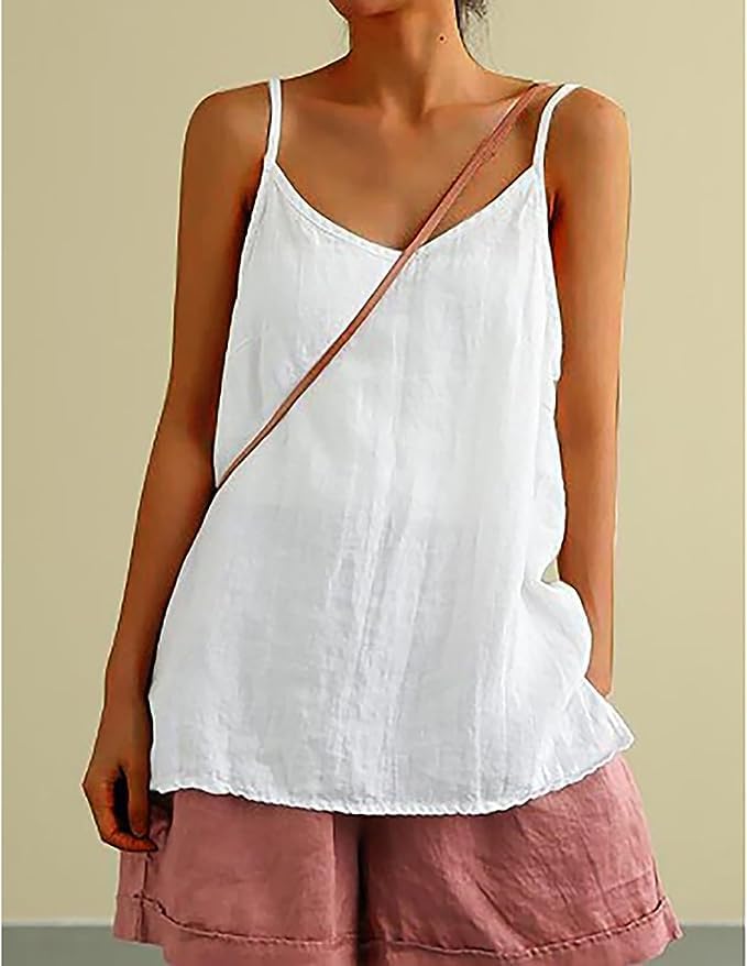 Womens Camisole Tank Tops Causal V-Neck Sleeveless Tops Summer Loose Fit Spaghetti Strap Cami Shirts2