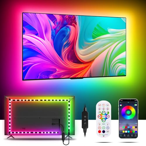 Luces LED para TV HRDJ 16.4FT 65 pulgadas RGB con control remoto miniatura 1