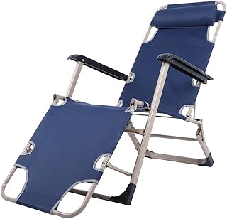 Ejoyous Silla de Playa, Sillón Reclinable Plegable Multifuncional con Reposabrazos Yajuste de Dos Velocidades, para Acampar En El Jardín Al Aire Libre 176x47x40cm (Azul)(Azul)