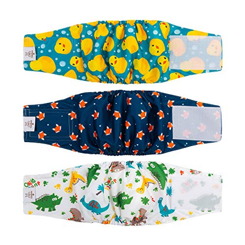 Image of CuteBone Belly Wrap Male Dog Washable Puppy Diapers Reusable Doggie Diapers Small 3pcs a Pack DM02S