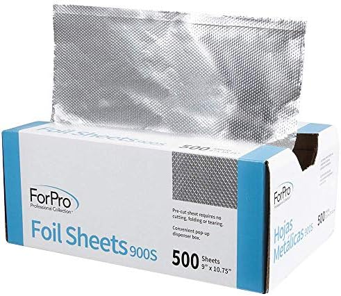 ForPro Professional Collection Embossed Foil Sheets 900S, Aluminum Foil, PopUp Dispenser for Hair Color Application and Highlighting, Food Safe, 9” W x 10.75” L, 500 Count