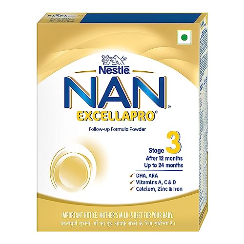 Image of Nestle NAN EXCELLAPRO Nan Stage 3 Follow-Up Formula Milk Powder For Babies, 12-24 months, With DHA, ARA, 400g Pouch in Box - (Pack of 2)