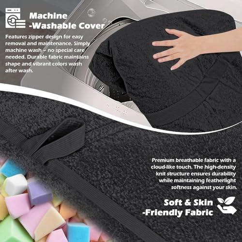 Image of 4FT Bean Bag Chair 4'Big Bean Bag Chairs with Adults, Large Beanbag Chair | Bean bag Lounger with Machine Washable Cover Luxurious Velvet Fabric, Comfy Chairs for Living Room, Bedroom, Dorm, Black