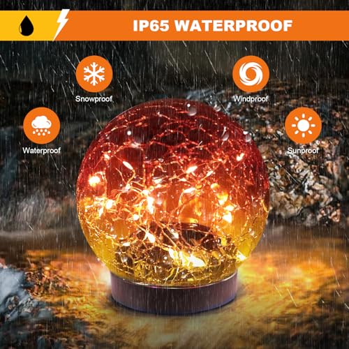 MLKNK Solar Globe Lights Outdoor Waterproof-Solar Balls-Solar Garden Lights-Orbs for Outside 4 Pack Cracked Glass Ball for Lawn Patio Yard Backyard Decorations