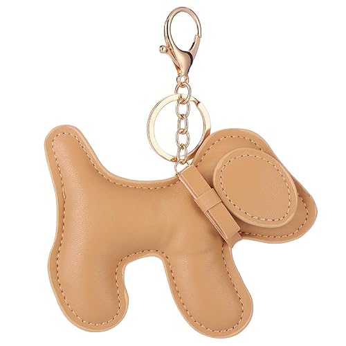 MMIUAEG Cute Leather Dog Puppy Keychain for Women Purse Charms for Handbags Dachshund Gifts Fashion Bag Accessories (Yellow)