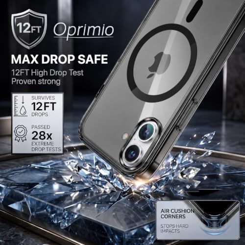 Image of Elzzi Anti Scratch Semi Transparent Cover for iPhone 16 Case, Premium PC + TPU Magnetic Phone Cases Drop Proof,Compatible with Magsafe Slim Anti Yellowing Never Yellowing Shockproof, (Grey)