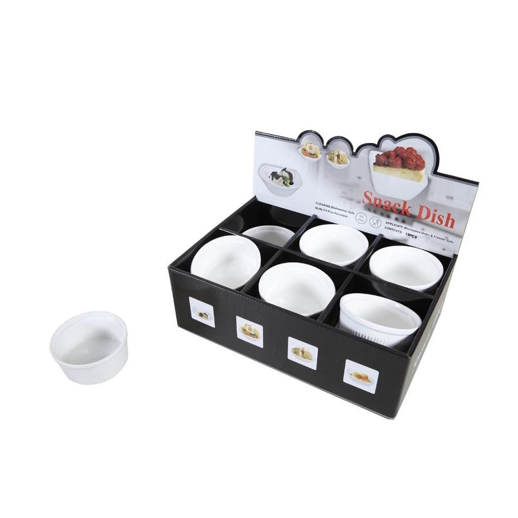 Trade Shop - Set 12 Pz Piatto Ciotole Rotonde Antipasti in Porcellana Aperitivo Snack 151686