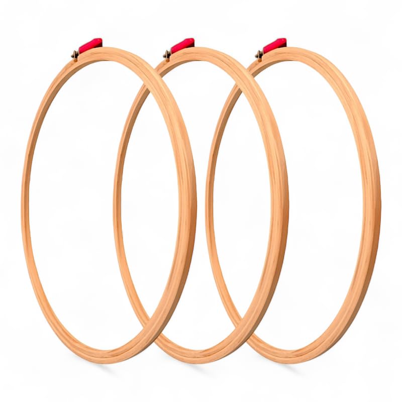18 INCH Embroidery Wooden Hoop(3 PLY, Pack of 3),Wooden Hoop Ring for Embroidery Kit,Wooden Embroidery Hoop Ring Frame,Wooden Frames for Craft Hoop Frame,Mini Wooden Hoop,Hand Embroidery Frame Wooden-image-46