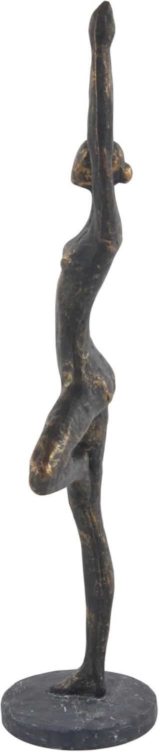 18" Brass Polystone Yoga Pose Tabletop Sculpture