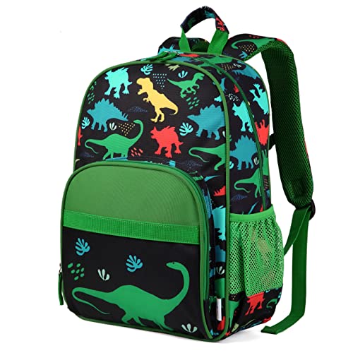 RAVUO Dinosaur Backpack for Boys, Cute Lightweight School Backpack Water Resistant Toddler Daypack Bookbag with Chest Strap
