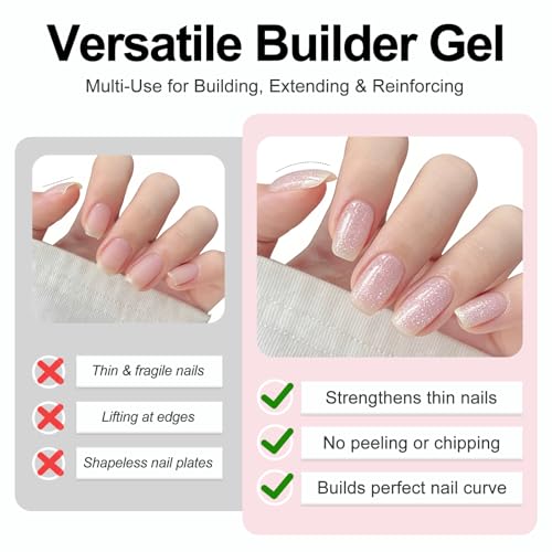 Gel Constructor para Uñas Nude Pink Glitter 15ML miniatura 3