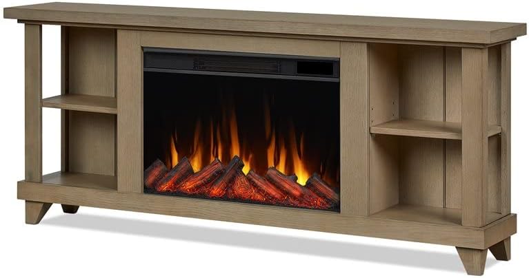 Real Flame Tejon 8130E-GRY - Chimenea eléctrica delgada con control remoto, calentador de chimenea realista para interiores color gris